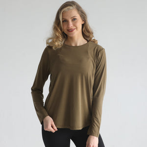 Harper Cross Back Long Sleeve Nursing Top (Sage Grove)