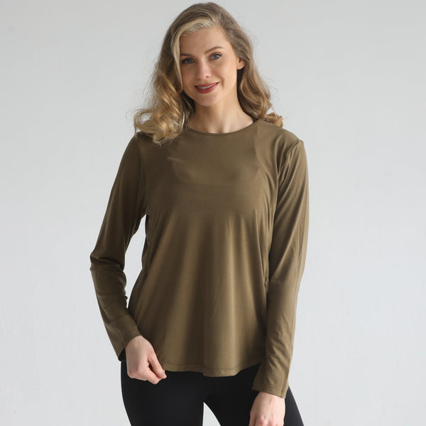 Harper Cross Back Long Sleeve Nursing Top (Sage Grove)