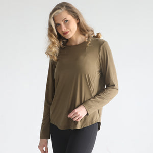 Harper Cross Back Long Sleeve Nursing Top (Sage Grove)