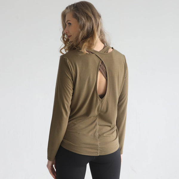 Harper Cross Back Long Sleeve Nursing Top (Sage Grove)