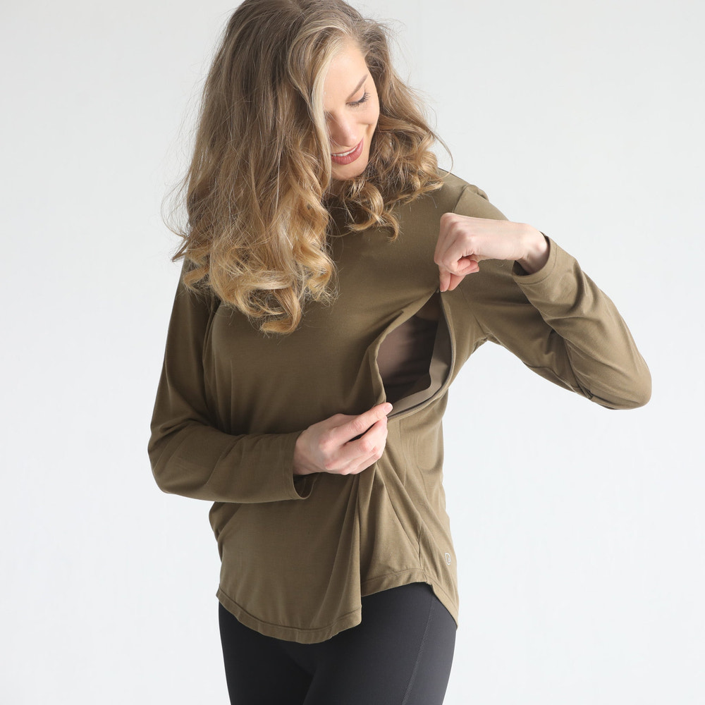 Harper Cross Back Long Sleeve Nursing Top (Sage Grove)