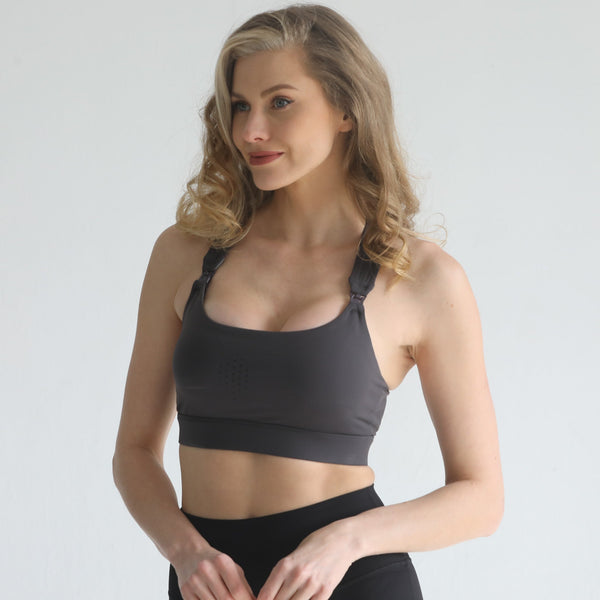 Chloe 4 Running Nursing & Pumping Sports Bra (Steel Slate)