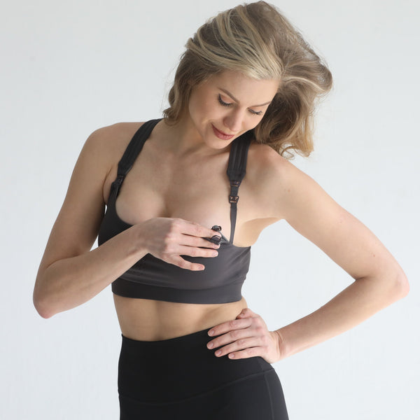 Chloe 4 Running Nursing & Pumping Sports Bra (Steel Slate)