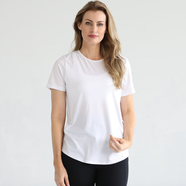 Harper Cross Back Short Sleeve Nursing Tee (Blanc)
