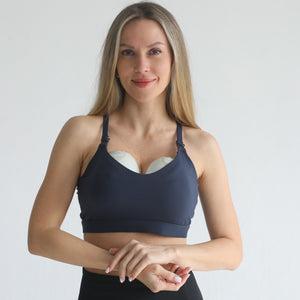 Supportive Flow Nursing & Pumping Sports Bra (Navy)