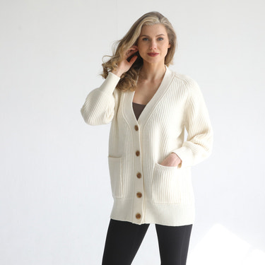 Merino Wool Pocket Oversized Cardigan