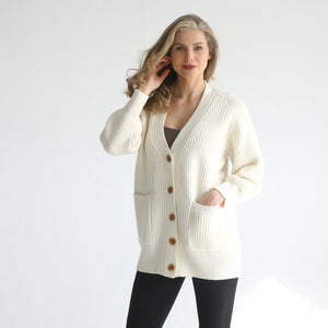 Merino Wool Pocket Oversized Cardigan