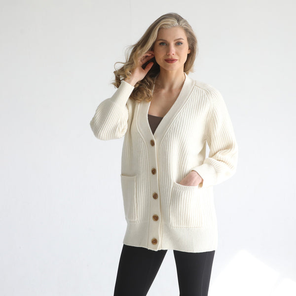 Merino Wool Pocket Oversized Cardigan