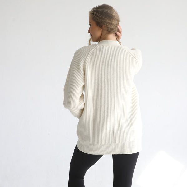 Merino Wool Pocket Oversized Cardigan