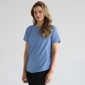 Harper Cross Back Short Sleeve Nursing Tee (Pacific Blue)