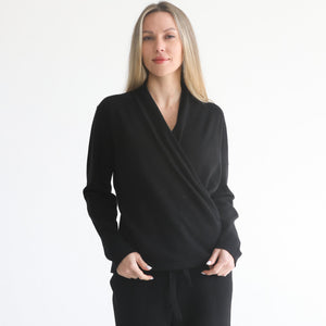Cashmere Wrap Sweater (Noir)
