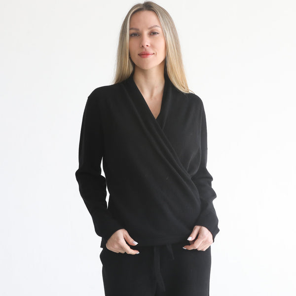 Cashmere Wrap Sweater (Noir)