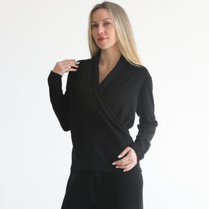 Cashmere Wrap Sweater (Noir)