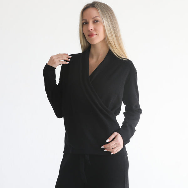 Cashmere Wrap Sweater (Noir)