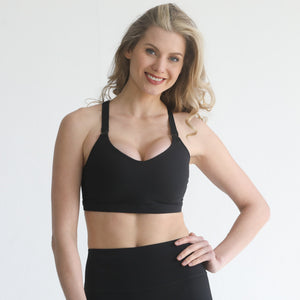 Empower High Support Molded Cup Nursing & Pumping Sports Bra (Noir)