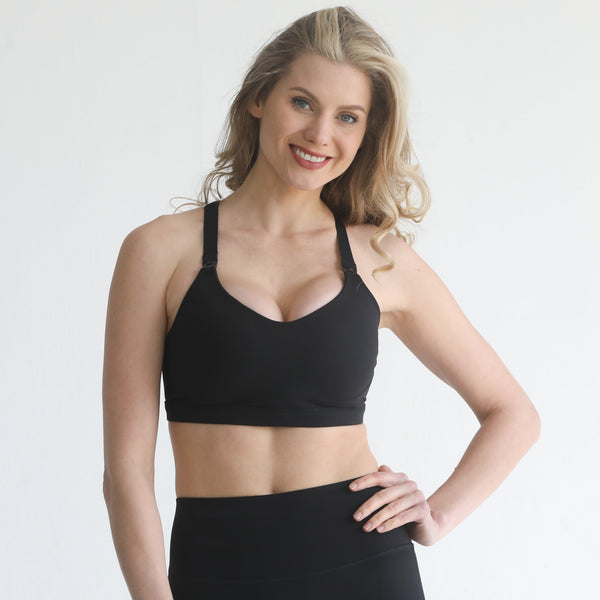 Empower High Support Molded Cup Nursing & Pumping Sports Bra (Noir)