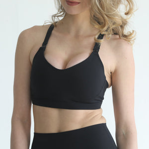 Empower High Support Molded Cup Nursing & Pumping Sports Bra (Noir)