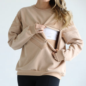 Isabella Oversized Nursing & Pregnancy Sweatshirt (Oatmeal)