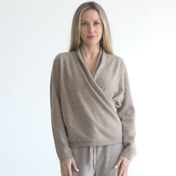 Cashmere Wrap Sweater (Camel)