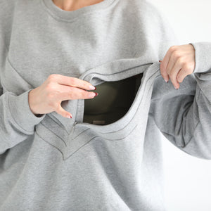 Isabella Oversized Nursing & Pregnancy Sweatshirt (Heather Gray)