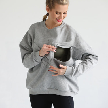 Isabella Oversized Nursing & Pregnancy Sweatshirt (Heather Gray)