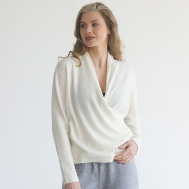 Cashmere Wrap Sweater (Blanc)