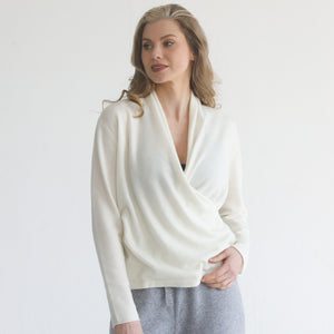 Cashmere Wrap Sweater (Blanc)