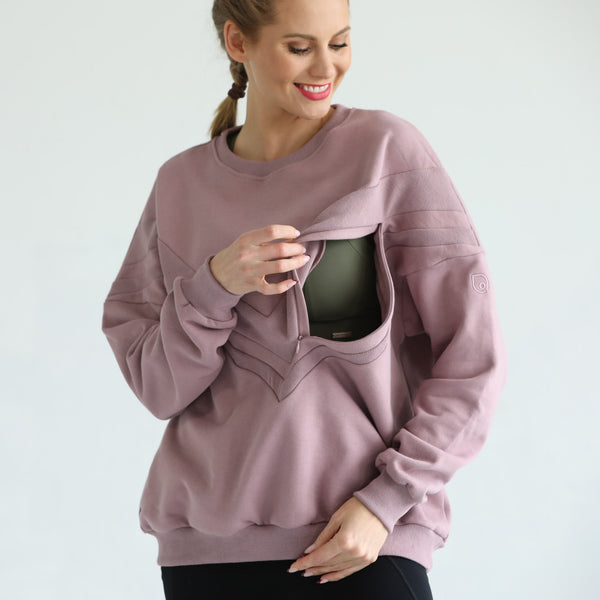Isabella Oversized Nursing & Pregnancy Sweatshirt (Lavender Smoke)