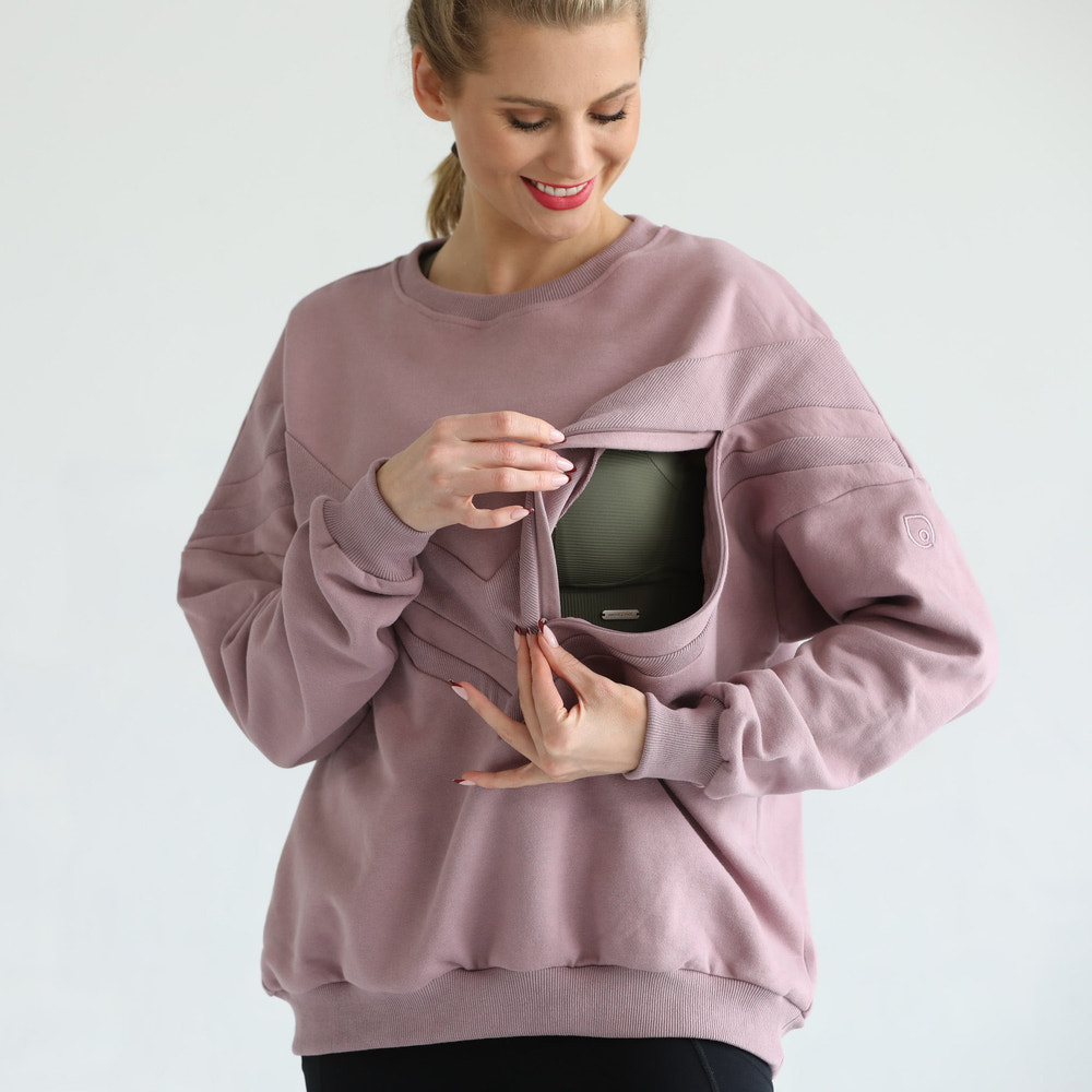 Isabella Oversized Nursing & Pregnancy Sweatshirt (Lavender Smoke)