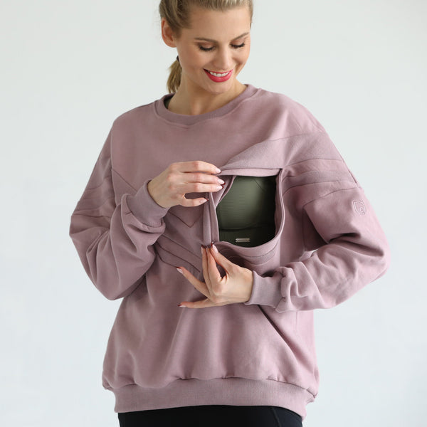 Isabella Oversized Nursing & Pregnancy Sweatshirt (Lavender Smoke)