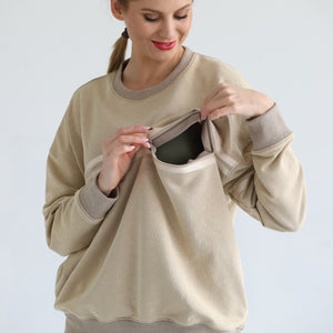 Celine Slouchy Nursing Pullover (Sandy Dunes)