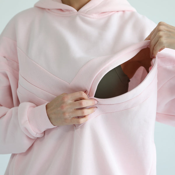 Isabella Ultra Soft Oversized Nursing & Pregnancy Hoodie (Blush Pink)