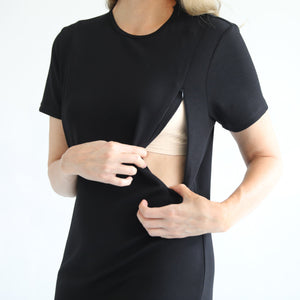 Isla Nursing T-Shirt Dress (Noir)