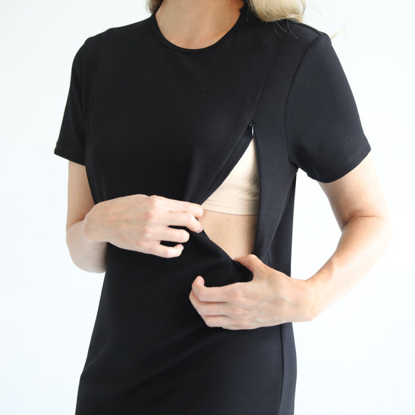 Isla Nursing T-Shirt Dress (Noir)