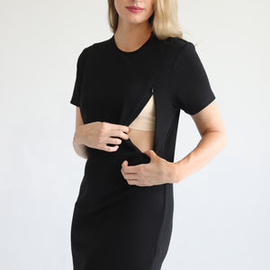 Isla Nursing T-Shirt Dress (Noir)