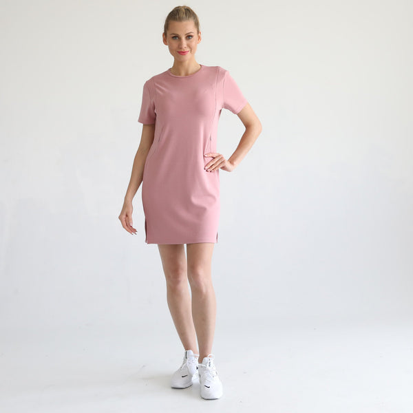 Isla Nursing T-Shirt Dress (Toasted Mauve)