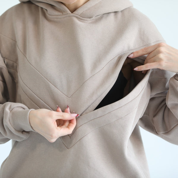 Isabella Ultra Soft Oversized Nursing & Pregnancy Hoodie (Chai)