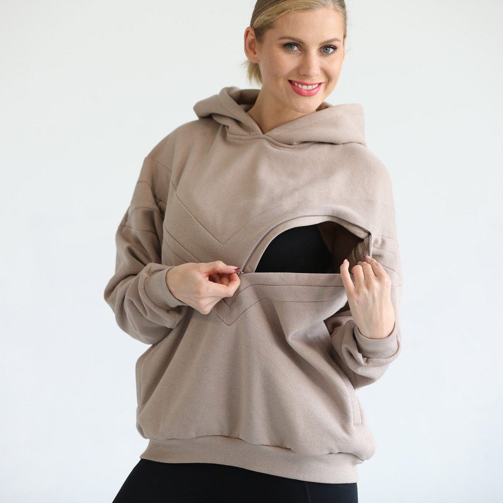 Isabella Ultra Soft Oversized Nursing & Pregnancy Hoodie (Chai)