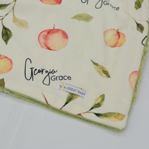 Personalized Baby Blanket – Soft  Peach Newborn Deluxe Minky Fur Wrap