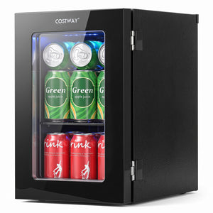 0.6 Cu.Ft countertop mini fridge for 24 cans, ideal storage solution for beverages in compact spaces.