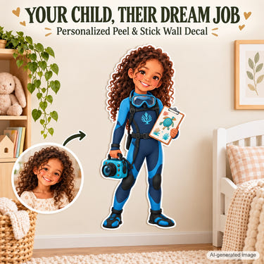 Personalized Marine Biologist Wall Decal from Photo, Dream Job Sticker, image 1