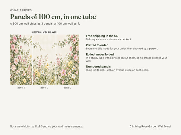 Watercolor Climbing Rose Garden Wall Mural, image 7