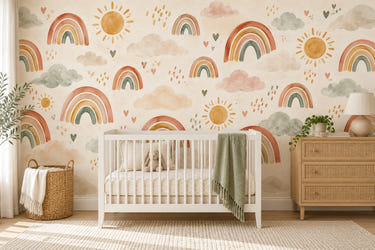 Watercolor Little Rainbows Pattern Wall Mural, image 1