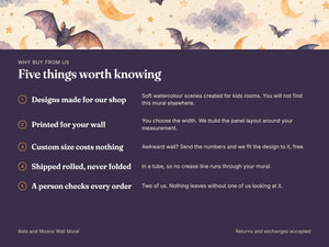 Watercolor Bats and Moons Halloween Wall Mural, image 10