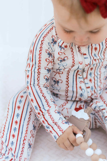 Candy Cane Lane Bamboo Christmas Pajamas - Zippy for babies, featuring festive candy cane design in soft bamboo fabric.