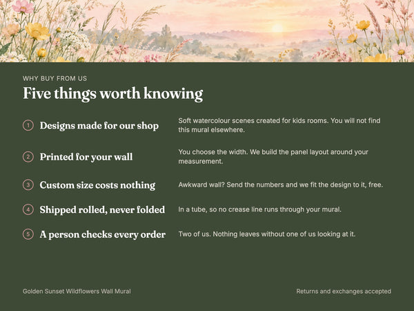 Watercolor Golden Sunset Wildflowers Wall Mural, image 9