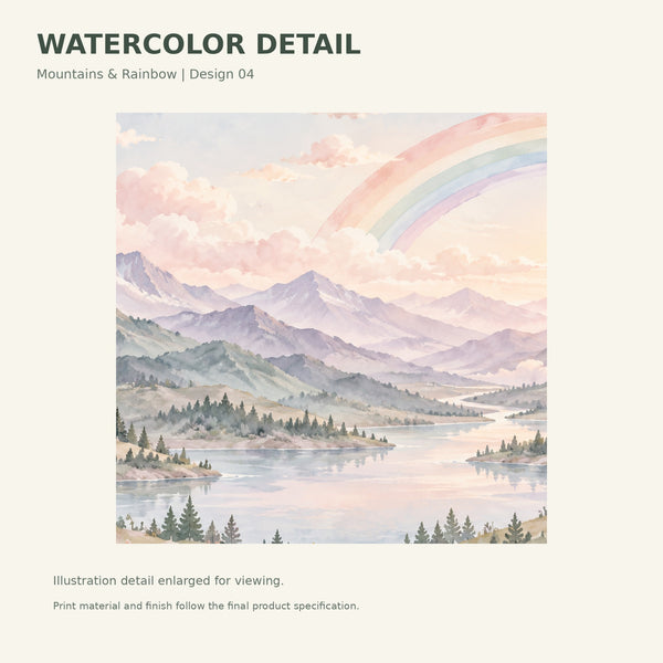 Watercolor Lavender Peaks Rainbow Wall Mural, image 3