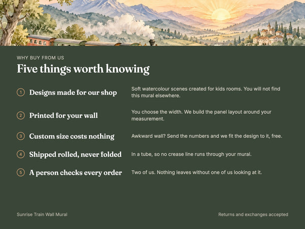 Watercolor Sunrise Train Wall Mural, image 10