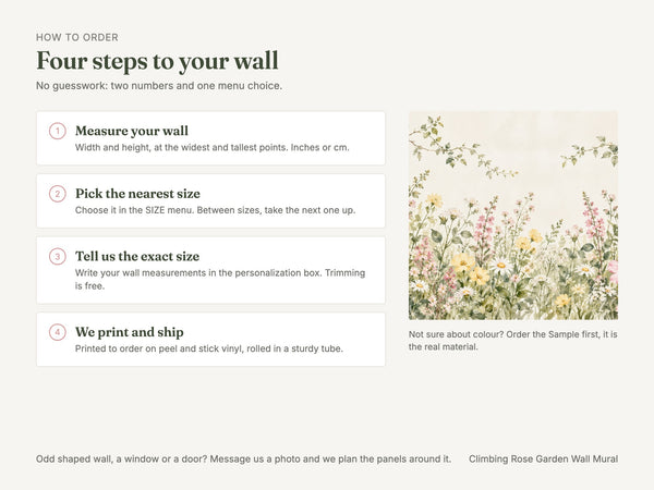 Watercolor Climbing Rose Garden Wall Mural, image 5