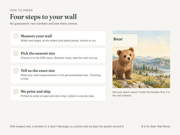 Watercolor B is for Bear Alphabet Wall Mural, image 6